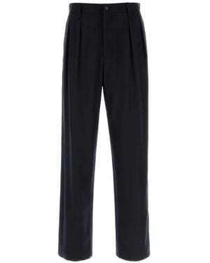 Emporio Armani Pleated Wool Trousers - Blue