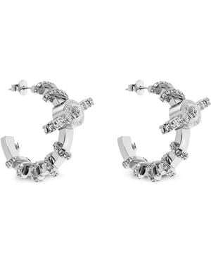 Versace Pendientes De Aro Con Detalles - Blanco