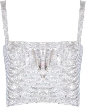 Twentyfourhaitch Rhinestone Top - White