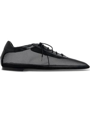 Andrea Gomez Antonia Lace-Up Mesh Oxford Shoes - Black