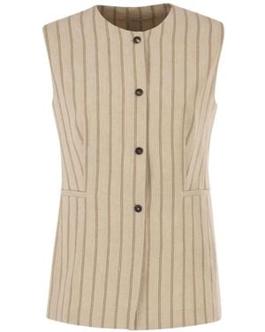 Antonelli Pinstriped Tailored Waistcoat - Natural