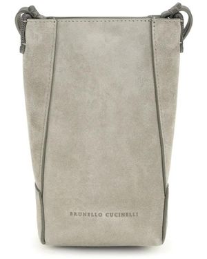 Brunello Cucinelli Leather Top-Handle Shoulder Bag - Grey