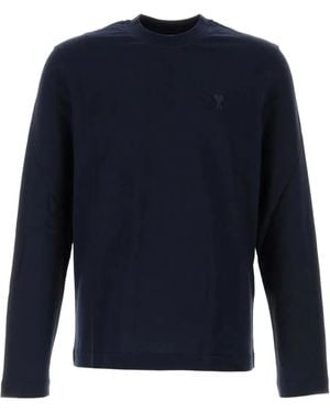 Ami Paris Klassisches Langarmshirt - Blau