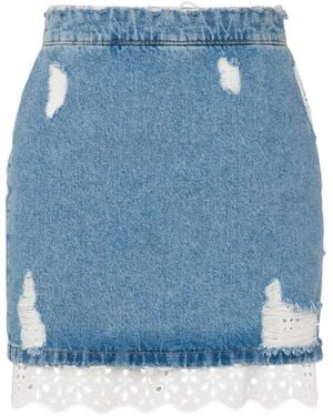 Moschino Lace-Trim Mini Denim Skirt - Blue