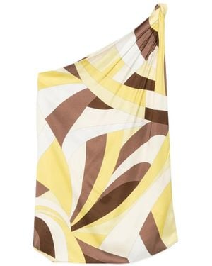 Faithfull the Brand Kortez Geometric-Print One-Shoulder Top - Metallic