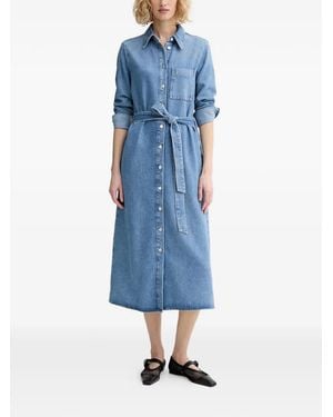 Marc O' Polo Belted Button-Front Midi Dress - Blue