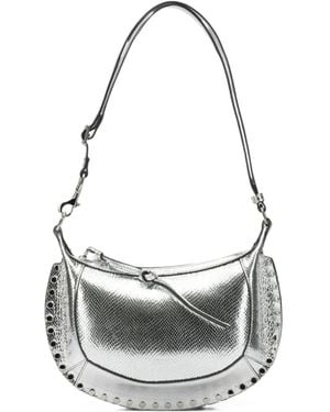 Isabel Marant Sac Porté Épaule Oskan Moon À Effet Serpent Et Clous - White