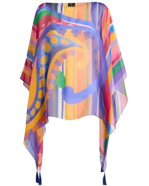 Etro Printed Poncho Blouse - Blue