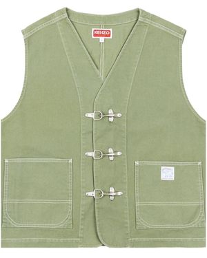 KENZO Elephant Flag Workwear Gilet - Green