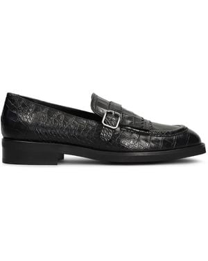 Pedro Miralles Mocasines Con Flecos Y Efecto De Piel De Cocodrilo - Negro