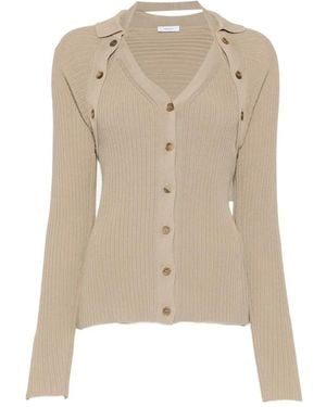 Ferragamo Cardigan En Maille À Design Côtelé - Neutre