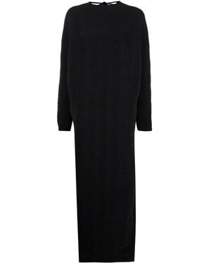 Rohe Emerson V-Back Plissé-Effect Midi Dress - Black
