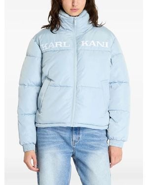 Karlkani Retro Essential Logo-Embroidered Puffer Jacket - Blue
