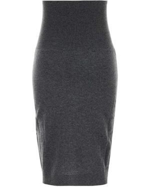 Stella McCartney High-Waisted Ribbed-Knit Midi Skirt - Grey