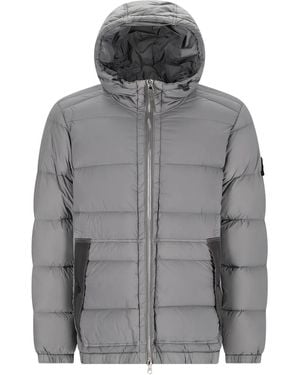 Stone Island 4100040 Seamless Tunnel Nylon Down-TC hooded jacket - Grau