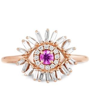 Suzanne Kalan Mini Evil Eye Sapphire And Diamond Ring - White