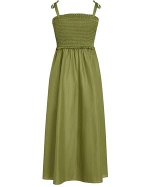 KARL LAGERFELD Midi Dress With Smocked Bodice And Square Neckline - Green