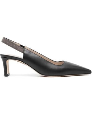 Fabiana Filippi Crystal-Embellished Leather Court Shoes - Black