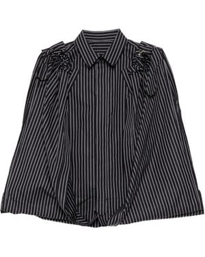 Sacai Blusa Gessata Con Ruches - Nero