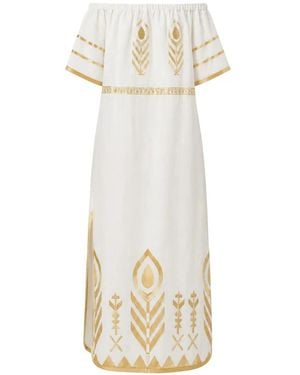 Greek Archaic Kori Embroidered Maxi Dress - White