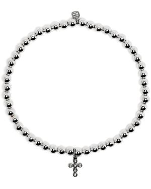 Sydney Evan 14Kt Cross Charm Beaded Bracelet - Metallic