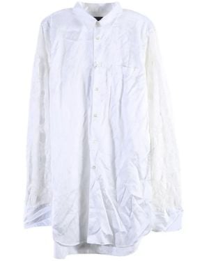 Comme des Garçons Lace-Sleeve Button-Up Shirt - White