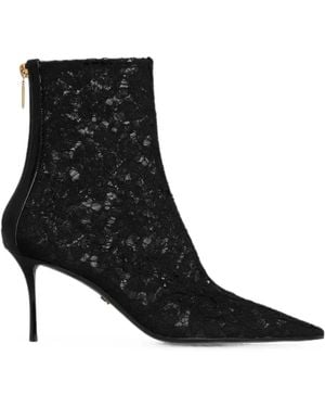 Dolce & Gabbana Stiefeletten Aus Spitze - Schwarz