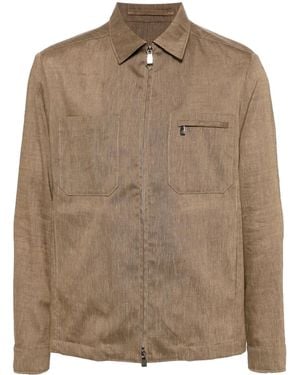 Corneliani メランジ シャツジャケット - ブラウン