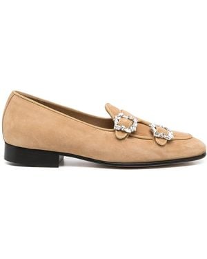 Edhen Milano Mocassins À Boucle Ornée De Cristal - Neutre