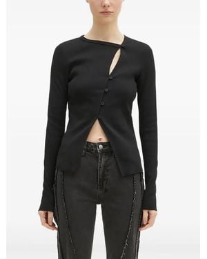 Ksubi Button-Front Ribbed Top - Black