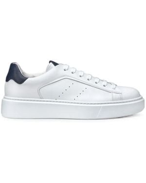 Doucal's Perforated-Detail Leather Sneakers - White