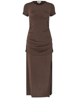 Baum und Pferdgarten Julle Ruched Side-Slit Midi Dress - Brown