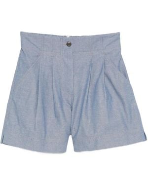 Moncler High-Waist Chino Shorts - Blue