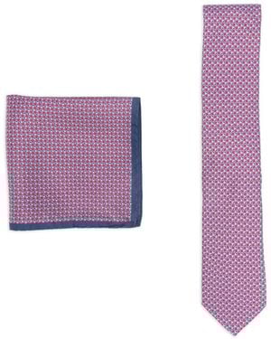 Canali パターン ネクタイ セット - パープル