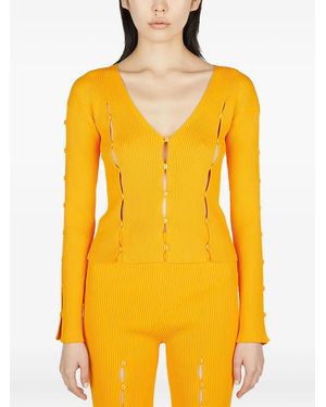 ESTER MANAS Cardigan En Maille À Design Nervuré - Jaune