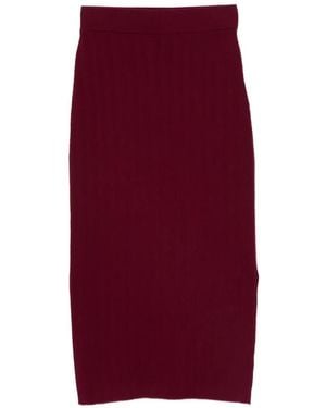 Bompard Ribbed Elasticated Midi Skirt - Purple