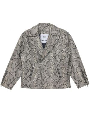 Won Hundred Snakeskin-Print Leather Jacket - Grey