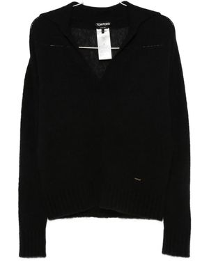 Tom Ford Sweater Met V-Hals Van Kasjmier-Zijde - Zwart