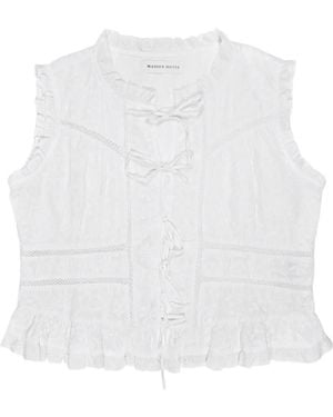 MAISON HOTEL Camila Ruffled Lace-Up Top - White