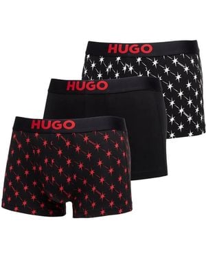 HUGO Three-Pack Of Stretch-Cotton Trunks With Logo Waistbands - Black