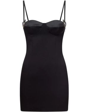 Area Heart-Motif Twill Mini Dress - Black