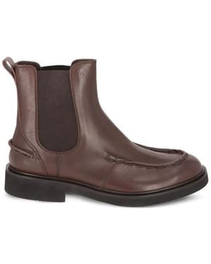 Tod's Botas Chelsea Sobrehiladas - Marrón