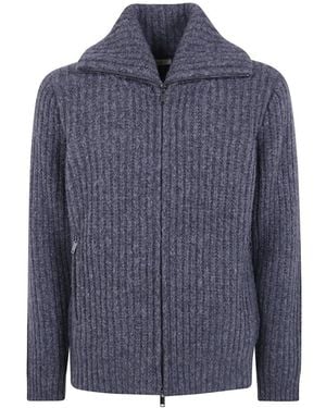 Nuur Cardigan En Maille Côtelée À Zip - Bleu