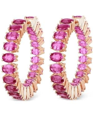 Goshwara Sapphire Oval Hoop Earrings - Pink