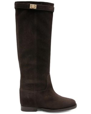 Via Roma 15 Almond-Toe Boots - Black