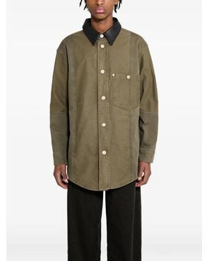 Wales Bonner Brixton Leather-Collar Jacket - Green