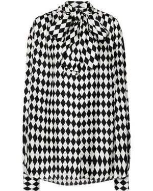 Balmain ジオメトリックパターン シルクシャツ - ブラック