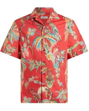 Etro Parrot And Palm-Tree Print Shirt - Red