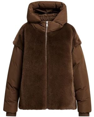 Essentiel Antwerp Kbeauty Faux-Fur Panelled Puffer Jacket - Brown