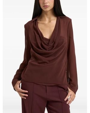 Patrizia Pepe Cowl-Neck Long-Sleeves Blouse - Red